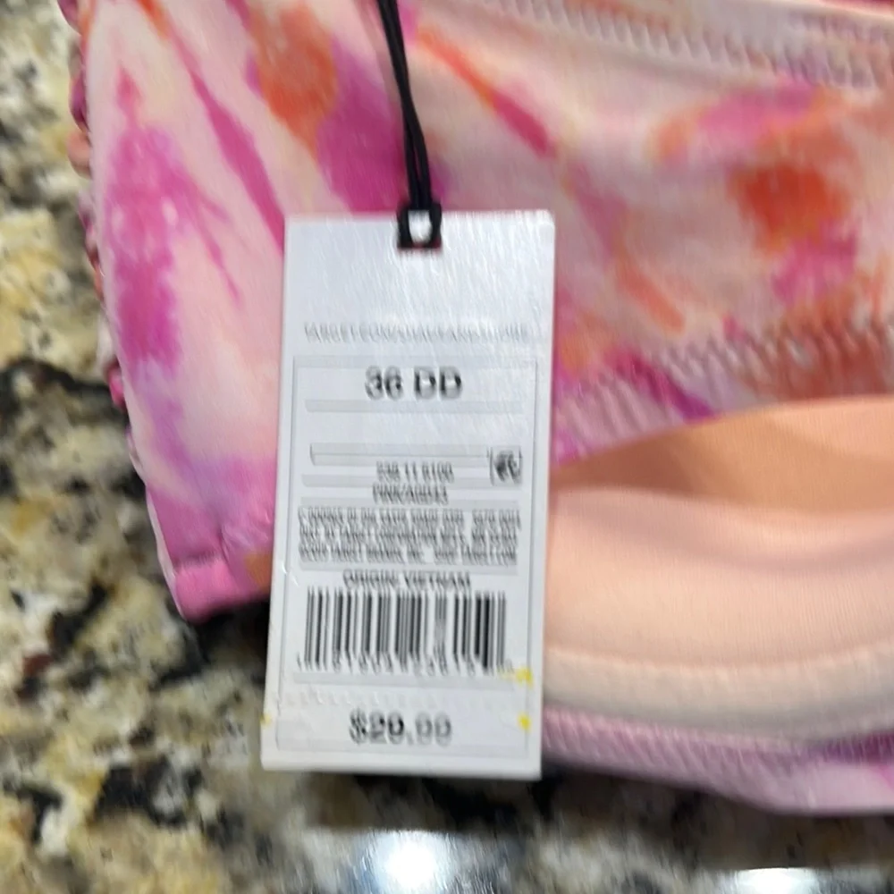Shade & Shore Tie-Dye Bikini Top in Pink and Orange - Picture 3 of 4
